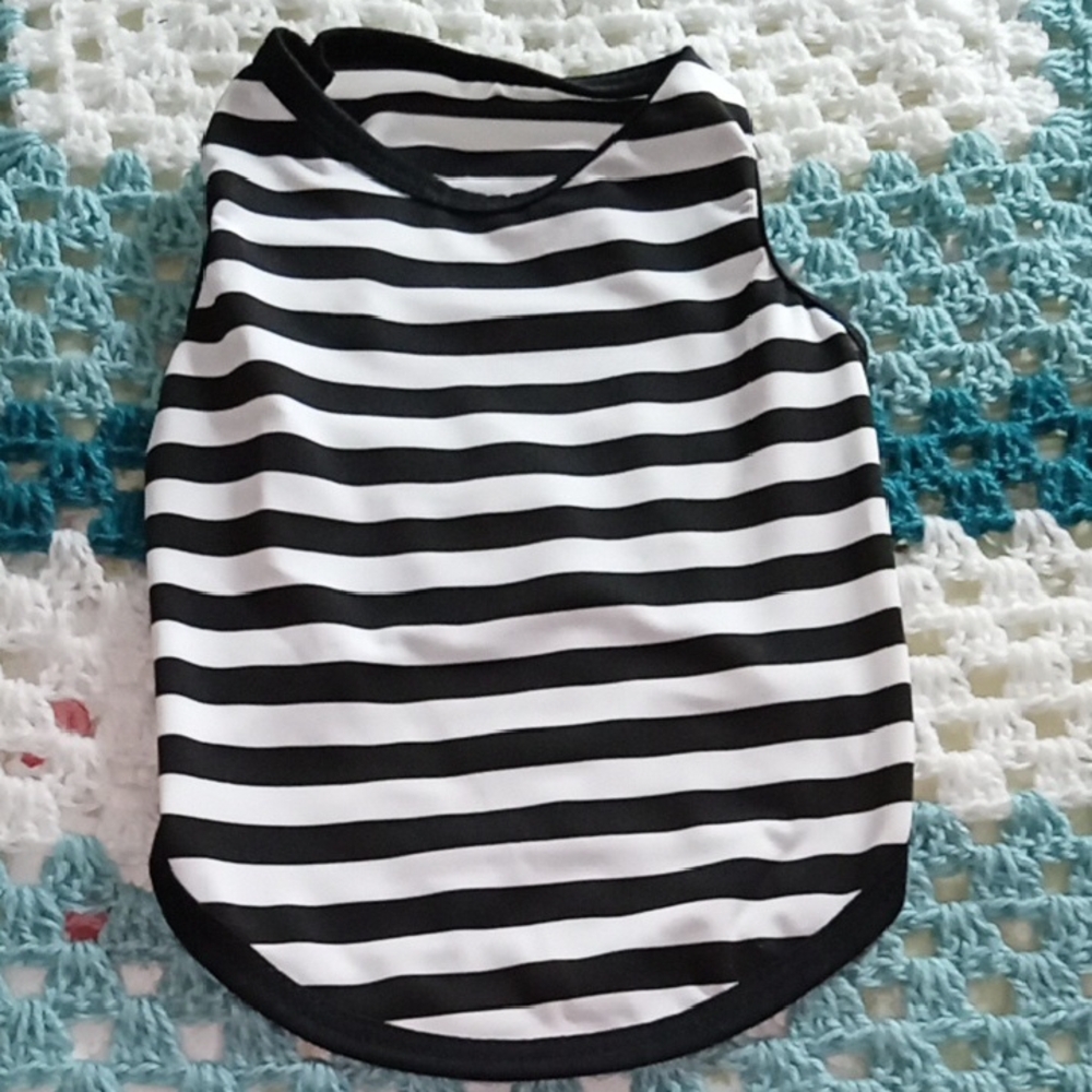 Black and White Striped Small Pet Tank Top - Picture 1 of 2